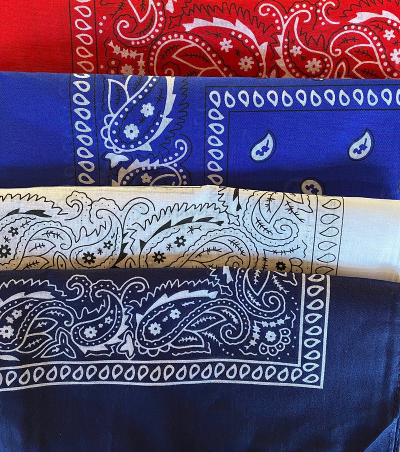 Bandanas 100% Cotton, Black, Red, Royal Blue, Navy, White